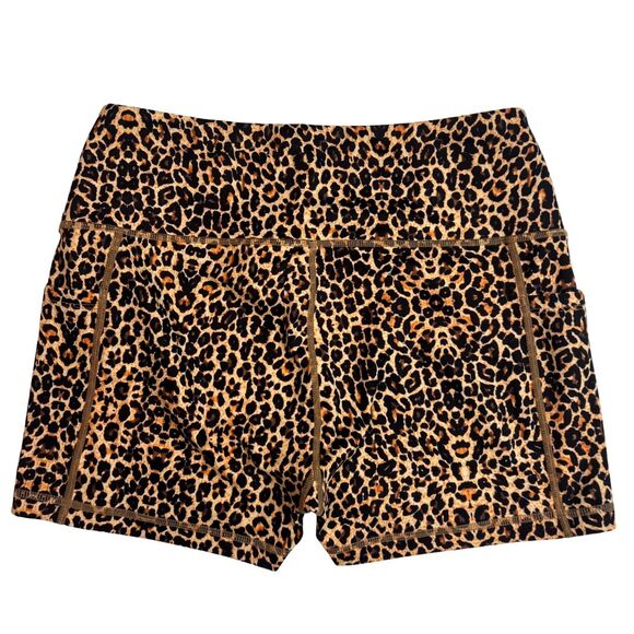 Ray Rose Biker Shorts Women Large Leopard Print Athleisure Stretch Media Pockets - Picture 6 of 10